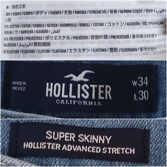 Hollister advanced stretch supper skinny jeans size 34X30 - Picture 6 of 7